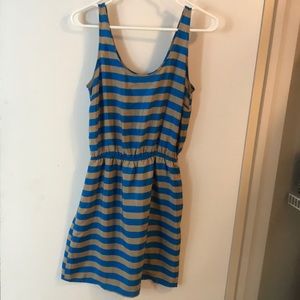 GIANNI BINI BLUE AND TAN STRIPE DRESS
